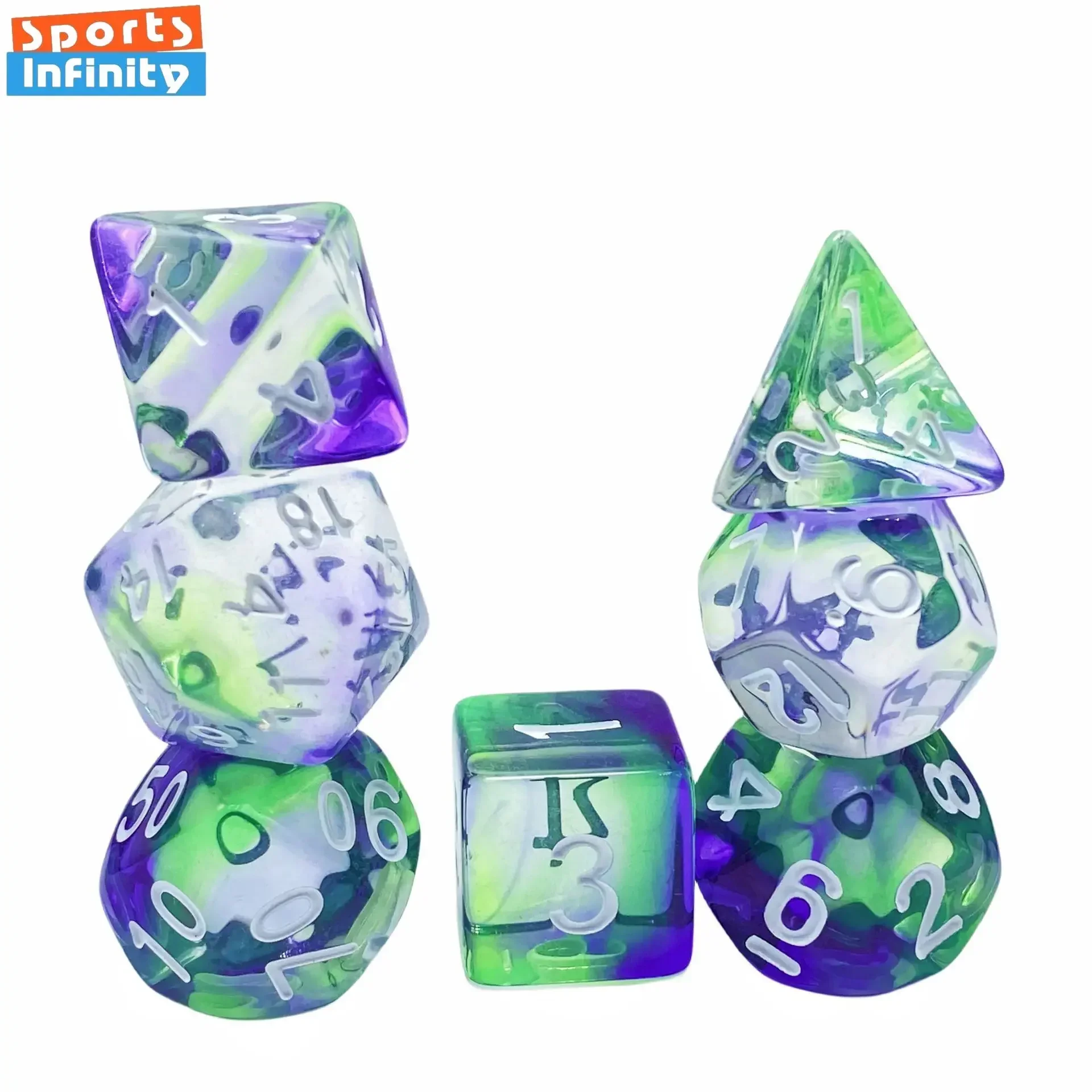 7Pcs Set Transparent Tricolor Number Dice Kit Dnd Dice Set Polyhedral Dices Digital Dice for Entertainment Table Board Game