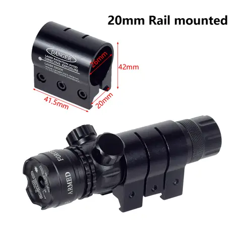 Tactical Hunting Red Green Dot Laser Pointer Sight With 20mm Rail 25.4mm Scope Ring Riser Mount Pressure Switch Mount