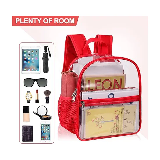 Mochila transparente para estádio aprovada, bolsa transparente à prova d'água para eventos de estádio e eventos esportivos de trabalho de concerto