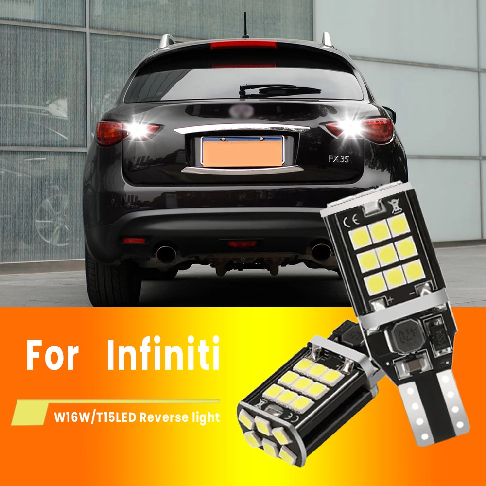 2pcs For Infiniti FX35 FX45 2003 2004 2005 Canbus No Error LED Reverse Light Blub Backup Lamp W16W T15 921 Canbus White