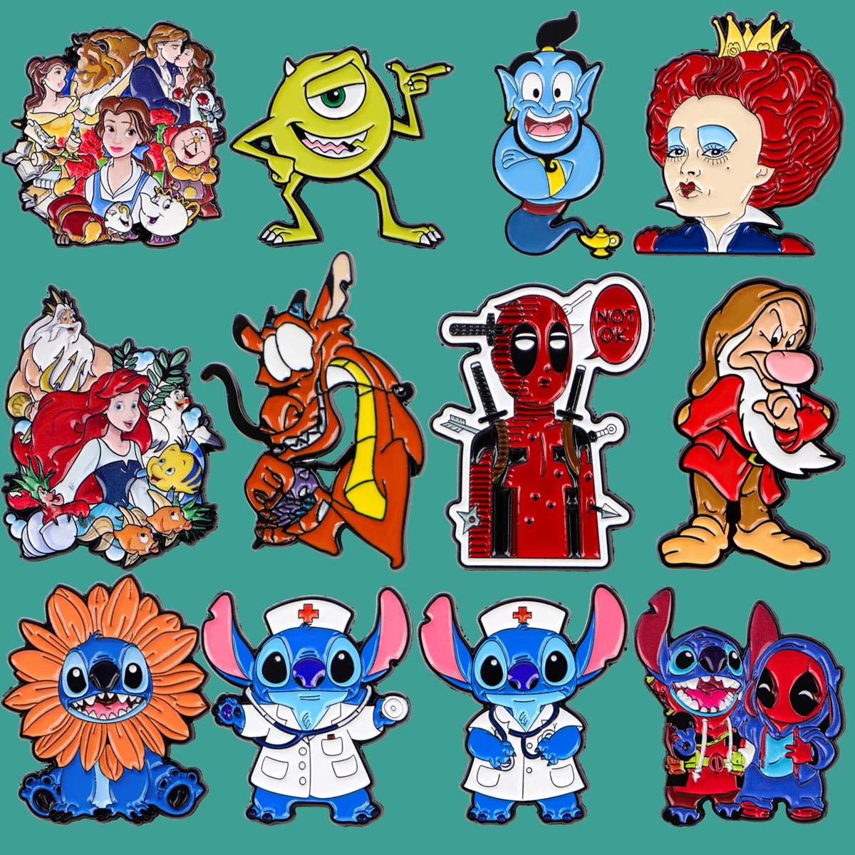 

Classic Cartoon Movie Lapel Pins for Backpacks Clothes Kawaii Enamel Pin Stitch Badges Princess Brooch Jewelry Gifts for Friends