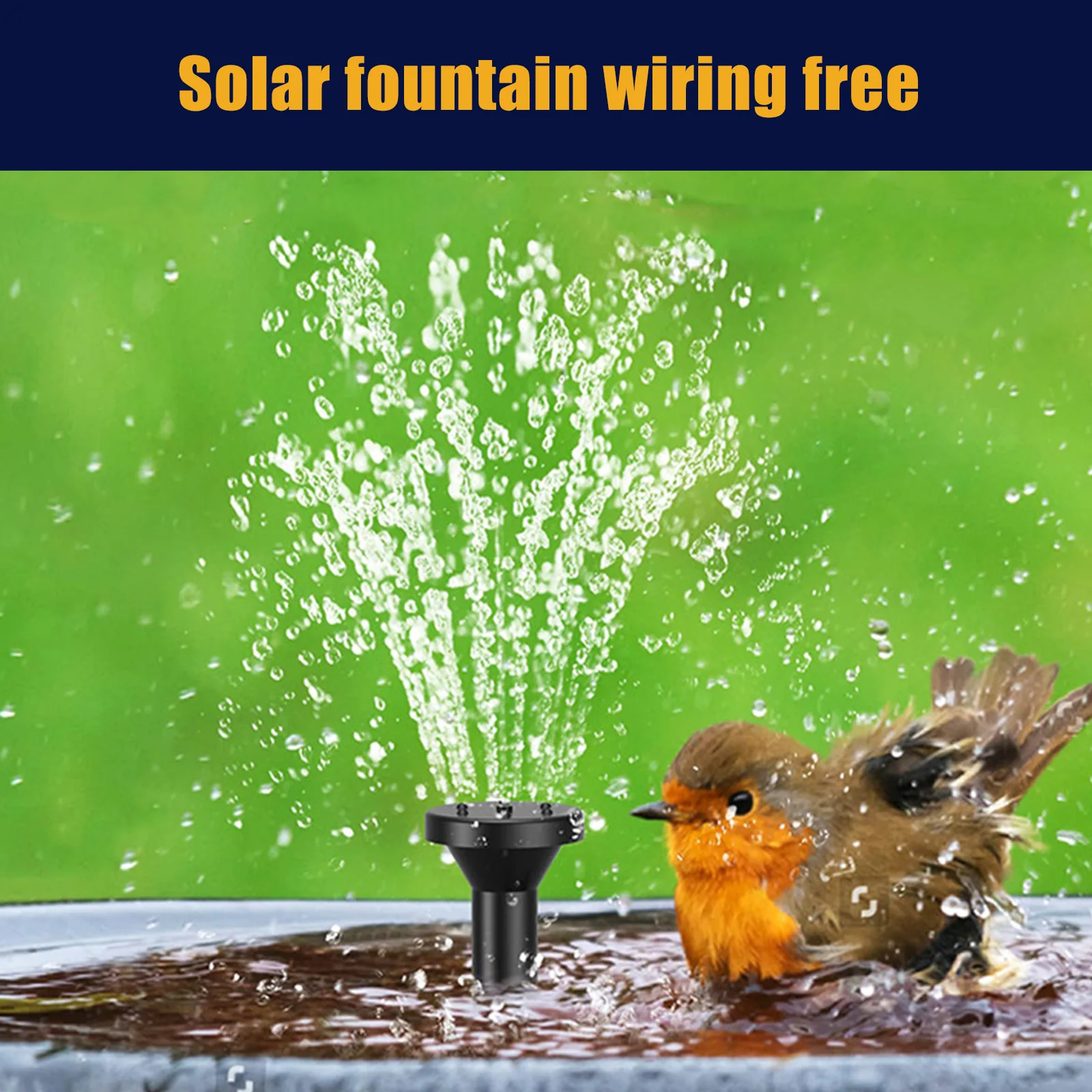 6.5W Solar Fountain Pump 200L/H Flow Rate Small Pond Pump DC Brushless Solar Powered Fountain Pump with 8 Nozzles 6 Modes for