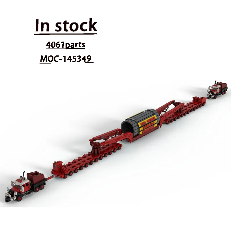 

MOC-145349 Грузовик с длинным ходулем, модель строительного блока с прицепом, 4061 шт., игрушка из строительного блока на день рождения для мальчиков и детей