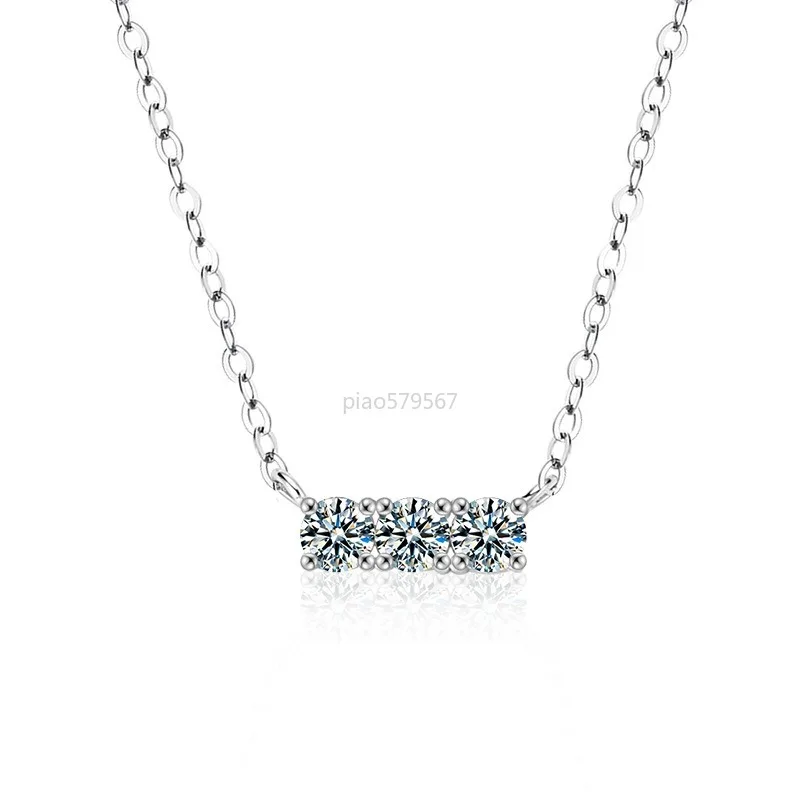Silver Smile Seven Princess Necklace Jewelry Premium Versatile Moissanite Pendant Women's ins Simple Clavicle Chain