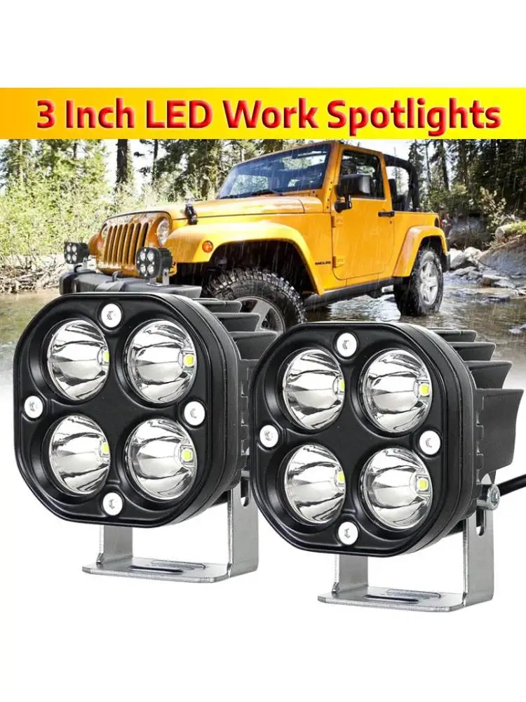 AliExpress NONE 3 Inch LED Work Spotlights 12V 24V Headlights For Motorcycles Flood LED Bar Fog Light DRL For Car Truck 4x4 Off Road ATV E-bike