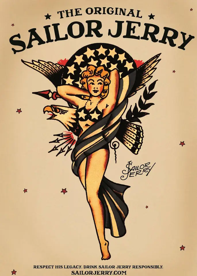 Vintage Sailor Jerry Style Tattoo Photo Picture Poster Collection