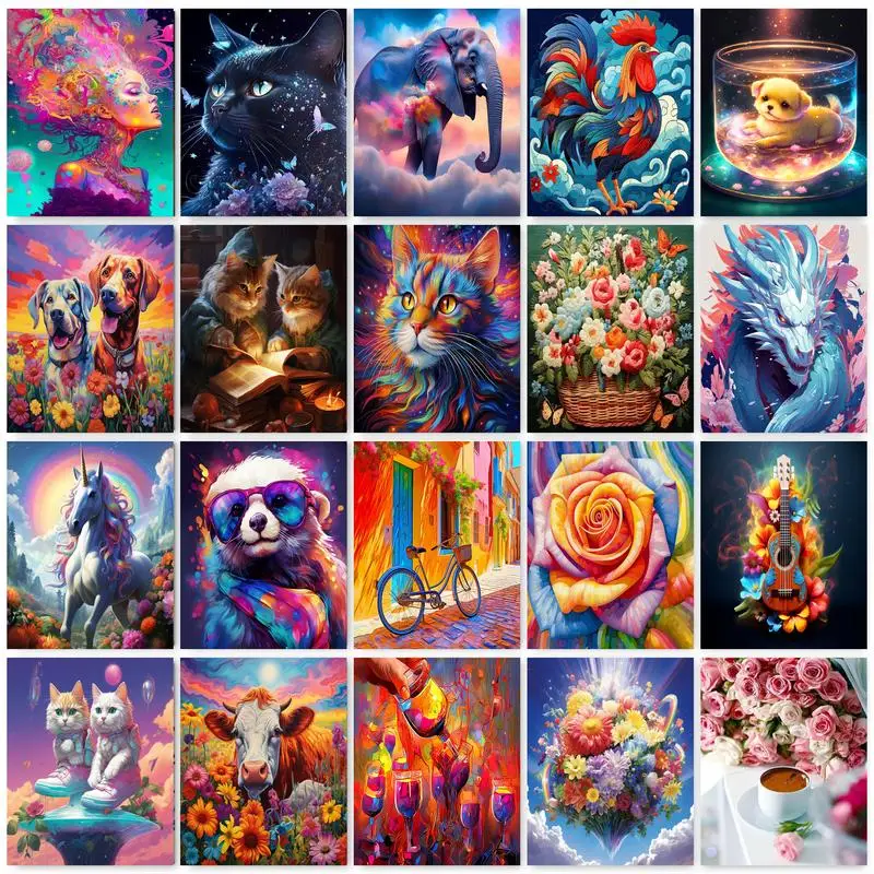 

DIY 5D Diamond Painting Animal Landscape Cross Stitch Kit Full Round Embroidery Mosaic Art Rhinestone Decoration Picture