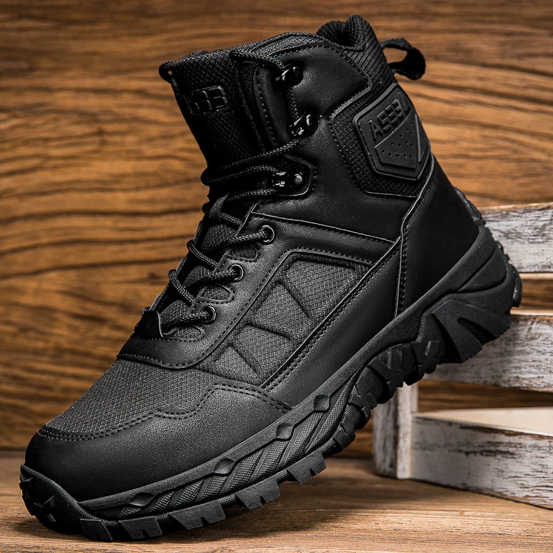 

Men Tactical Boots Lace Up Breathable Hiking Shoes Waterproof Mountaineering Walking Jogging Ankle Boots Male Hunting Motorcycle