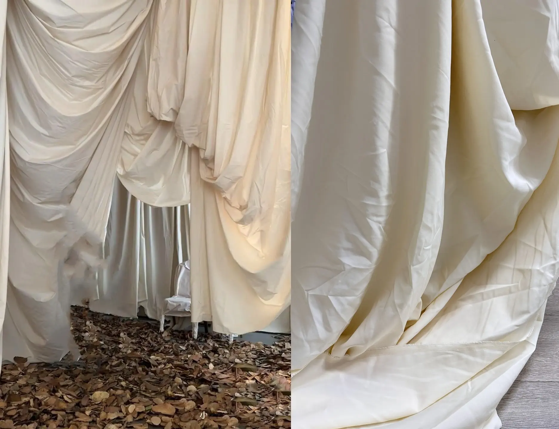 High-Grade Retro Beige Apricot Champagne Shaping Designer Exhibition Ceiling Background Fabric Draping for Wedding Purdah Fabric