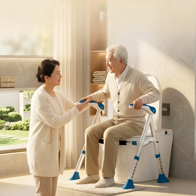 Toilet Seat with Handles for Elderly Portable Toilet Seat Easy Clean Commode Chair Mobility Aids Toilet Handrail Bathroom Helper
