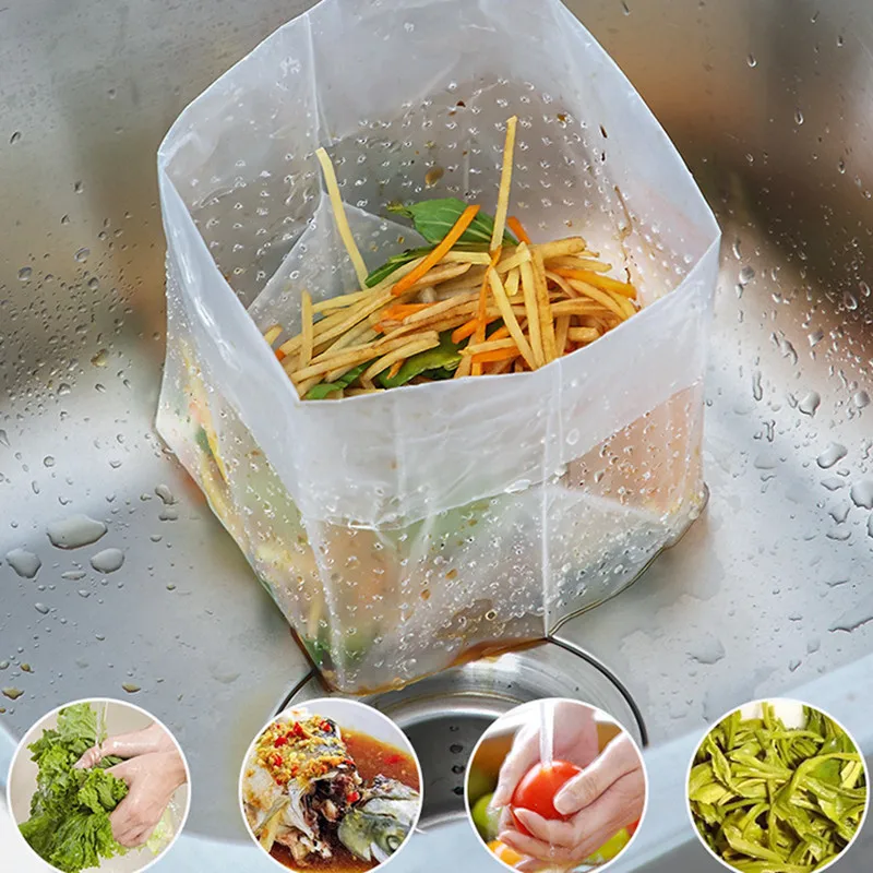 30pcs Sink Filter Bag Kitchen Residue Food Waste Mesh Leftover Filter Anti-Clogging Disposable Garbage Kitchen Waste Water Bag