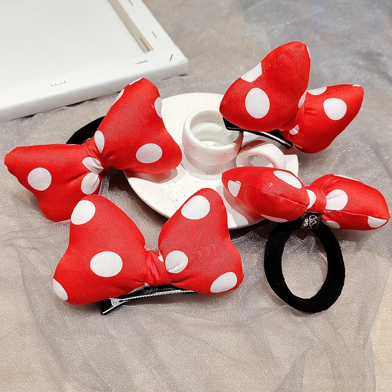 Baby girl red polka dot bow hairpin Korean princess little girl headband elastic hair headband