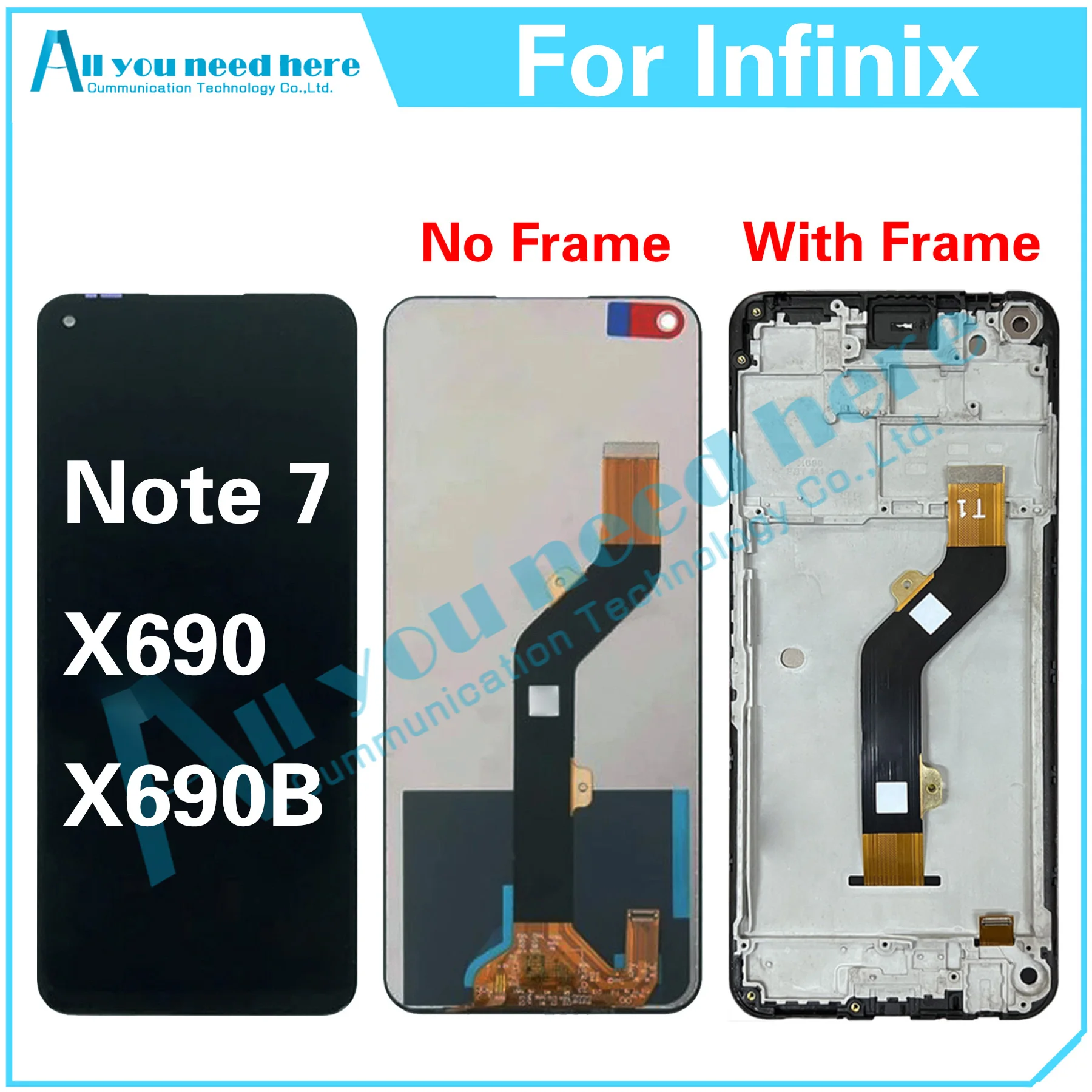 100% Test For Infinix Note 7 X690 X690B Note7 LCD Display Touch Screen Digitizer Assembly Repair Parts Replacement