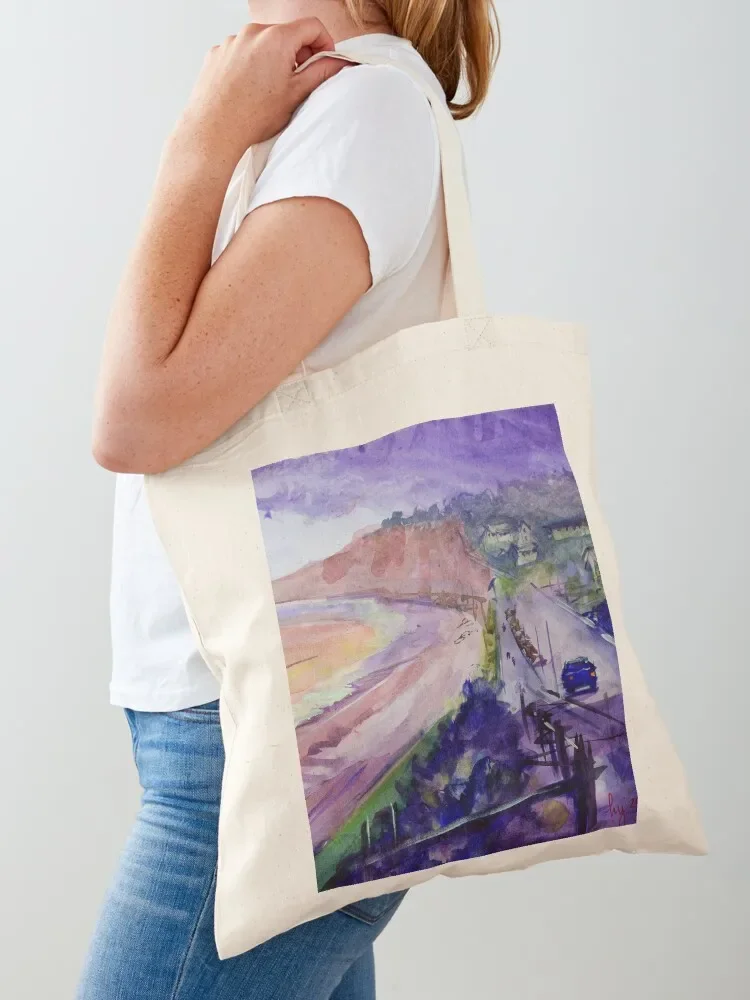 Budleigh Salterton in winter watercolor painting Tote Bag Women's handbag Shopper handbag shopper bag women Beach bag