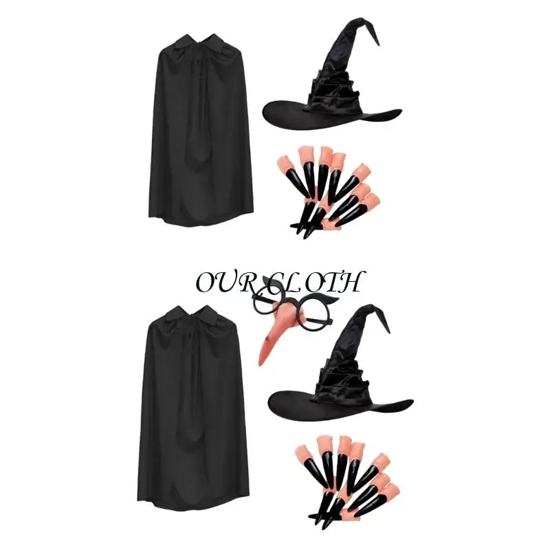 Witch Costume Accessories Halloween Cosplay Costume Witch Wizard Hat Fingernail Y1AC