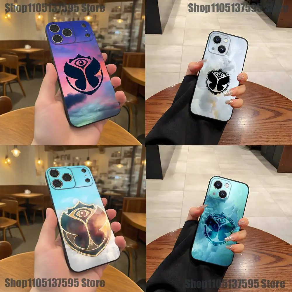 Casing Ponsel Festival Musik Hot Tomorrowland Untuk iPhone 17,16,15,14,13,12,11,Pro,XS,Max,XR,Plus,E,SE4,Mini Hitam Bahan Lembut