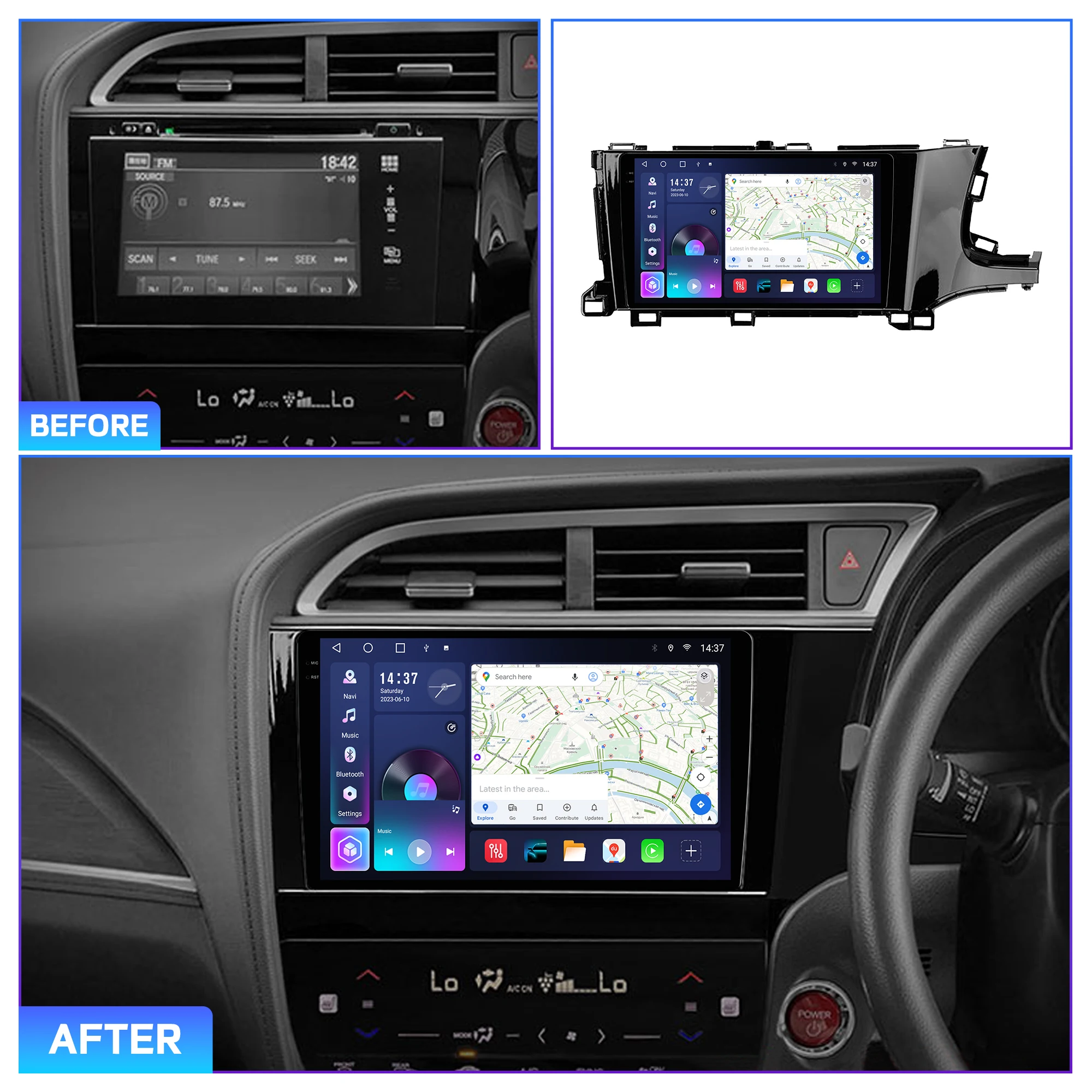 Penhui for Honda Shuttle 2 2015 - 2020 RH Android Car DVD Multimedia Player Screen Audio Video 2 Din DSP Bluetooth CarPlay Radio