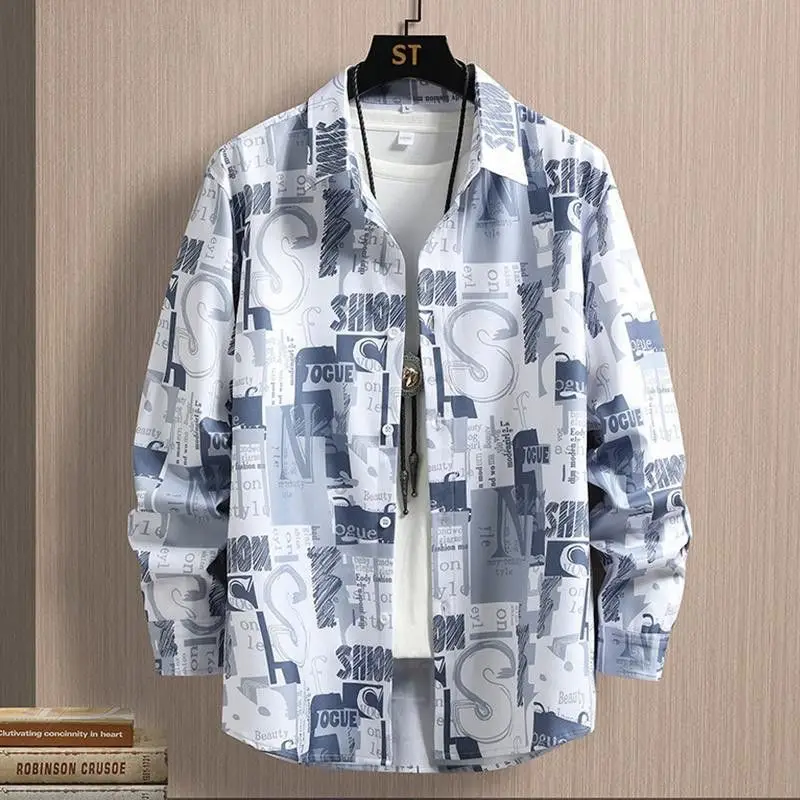 

Spring and Autumn Boyfriend 2024 New Patchwork Square Collar Button Print Fashion Loose Minimalist Casual Long Sleeved Shirts