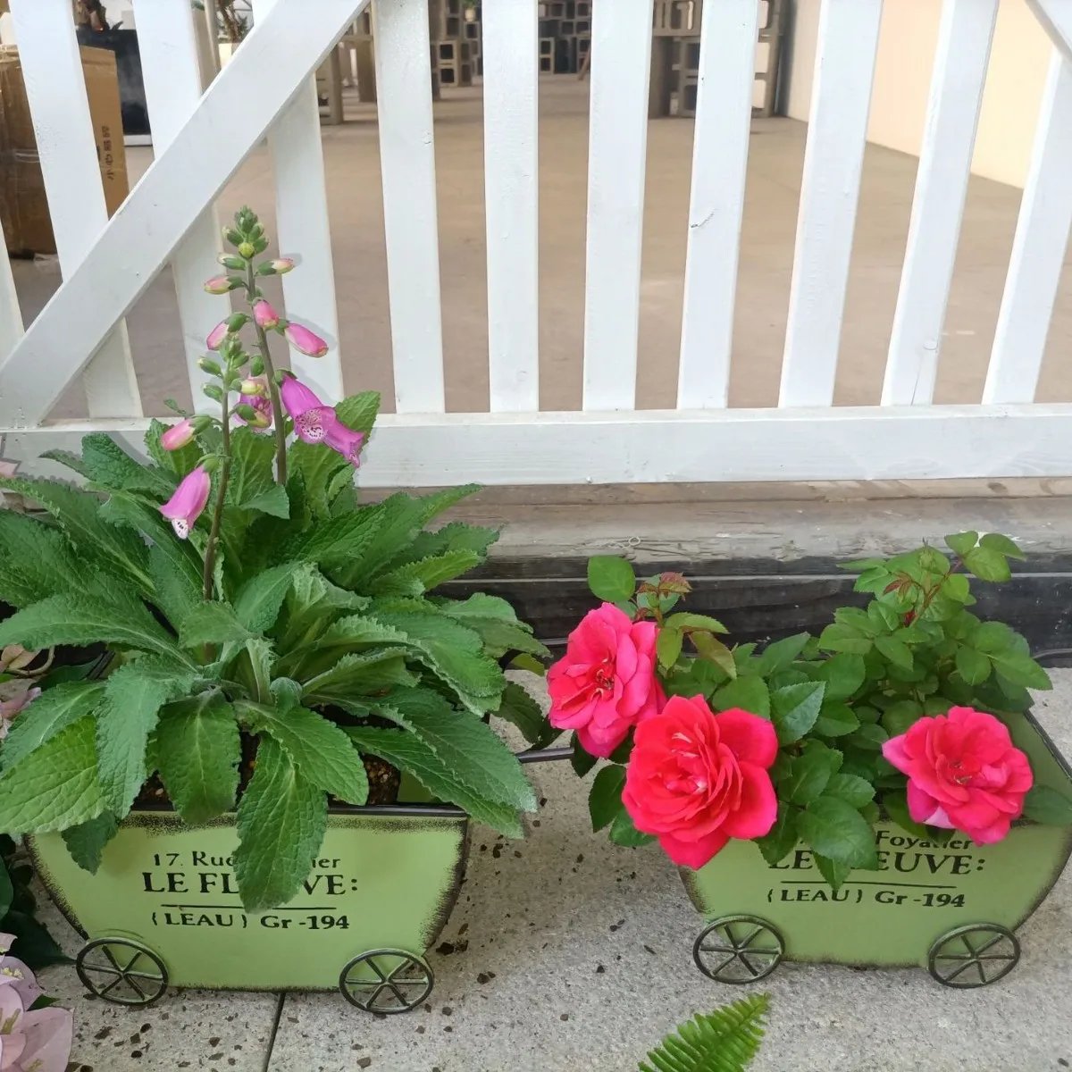 French Vintage Metal Cart Planter 