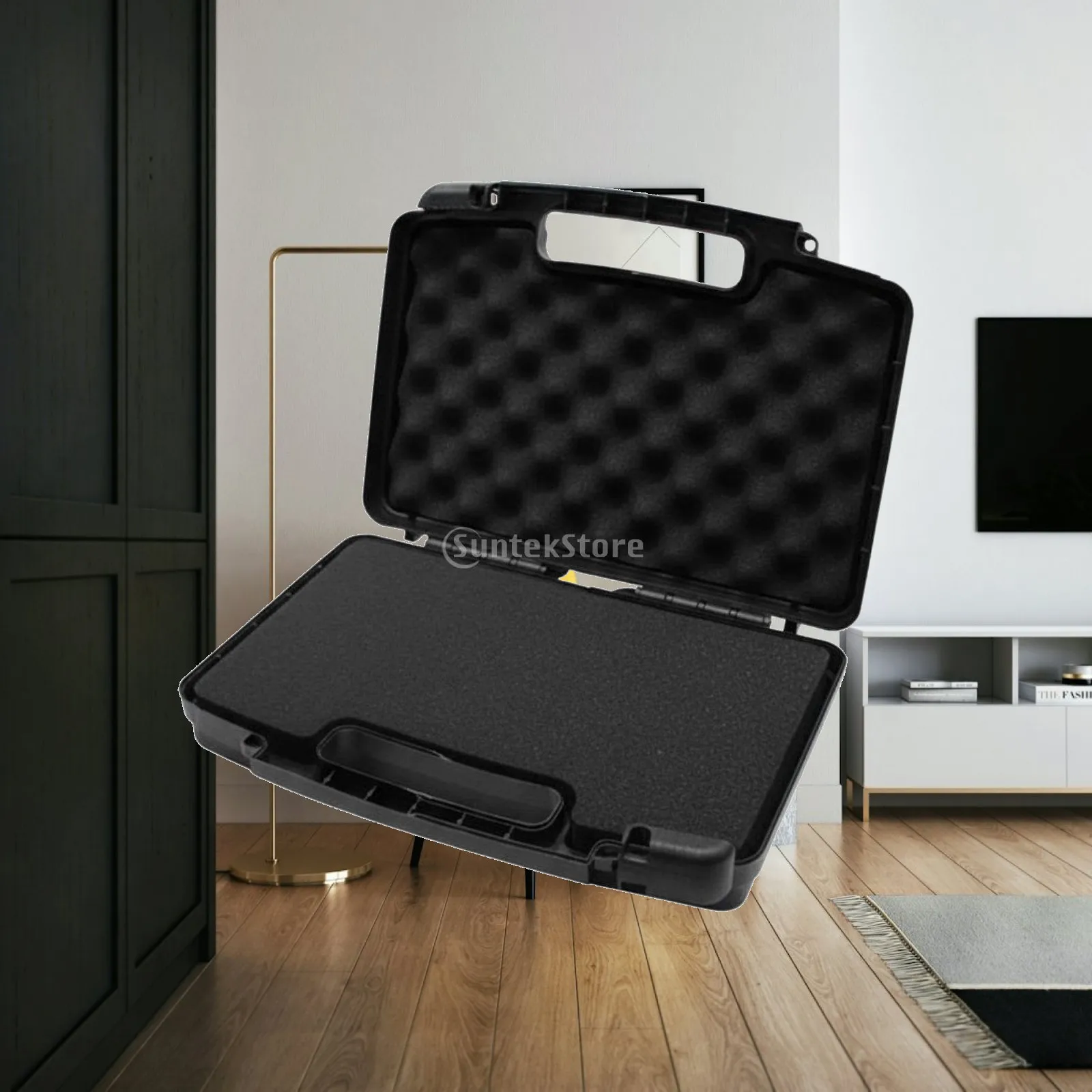 Lockable Hard Equipment Case with Built-in Handle for Power Tools and Electronics Customizable Foam Compartments