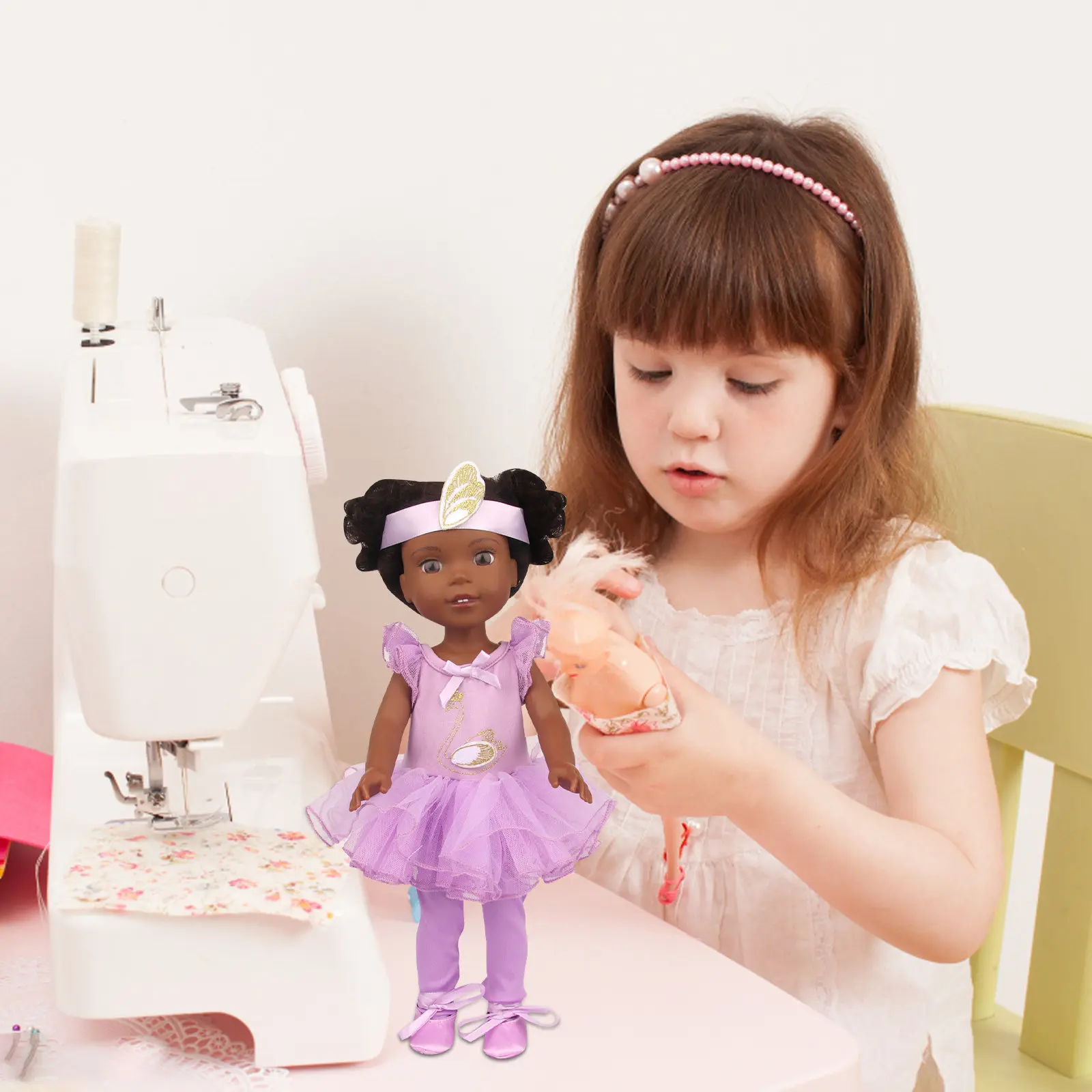 

1Set Ballerina Tutu Outfit for 14Inch with Matching Headband Shoes Exquisite Crafted Dance Dress Costume Girls Dress Up