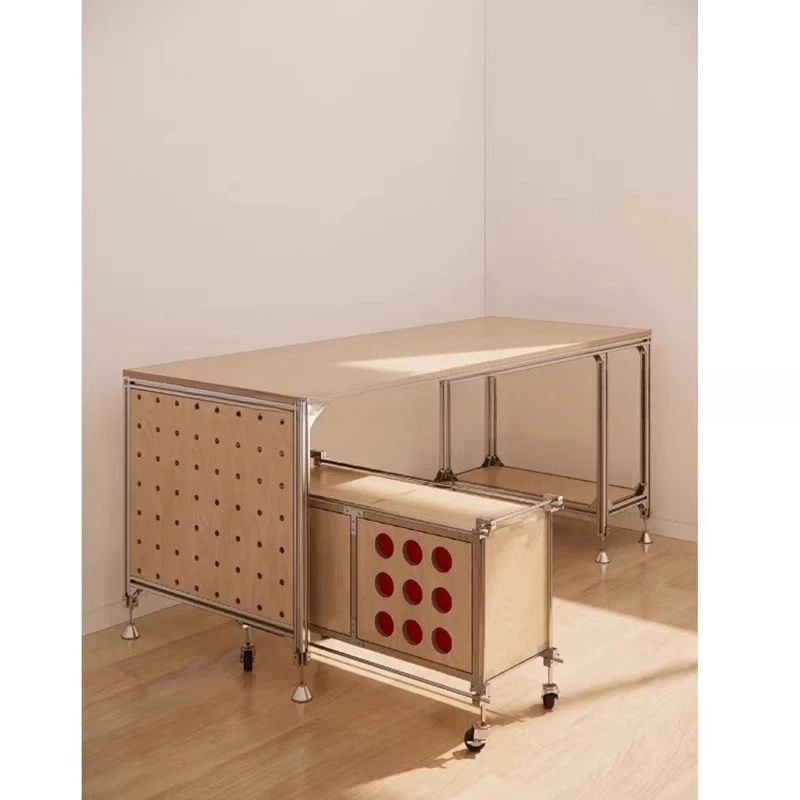 Aluminum profile hole ocean plate rectangular table dining table with storage cabinet living room storage table
