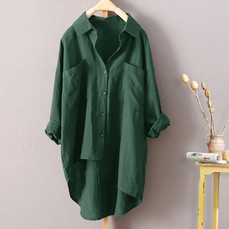 

Vintage Loose Long Shirt Women Office Blouse Casual 3XL 4XL 5XL Long Sleeve Solid Autumn Casual Ladies Tops Button Blusas 12161