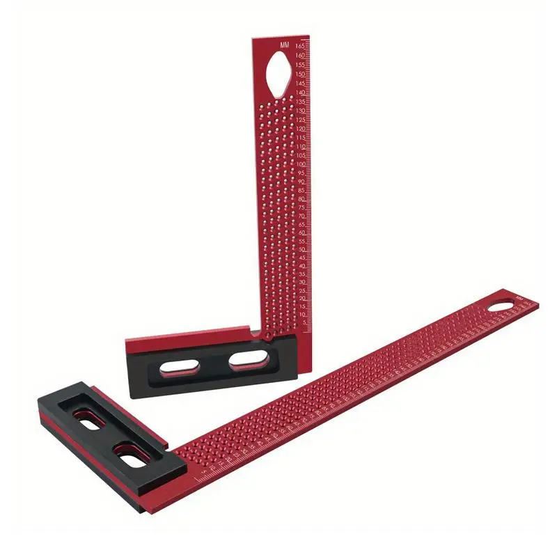 Woodworking Ruler Hole Positioning Scribing Ruler Rust-Proof Aluminum Alloy Woodworking Accessory 90 Degree Ruler For Machinist