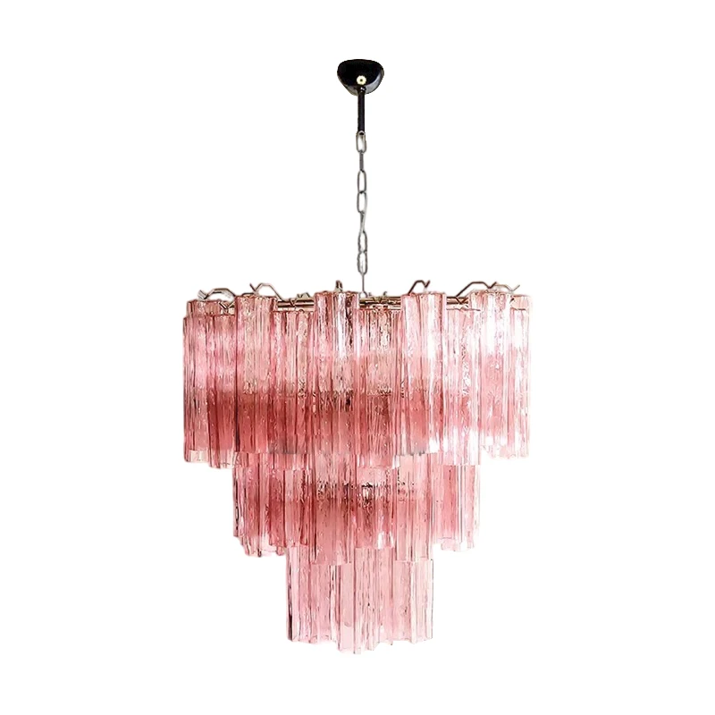 Elevate Your Living Room With Our Luxury Glass Tube E14 Led Chandelier High-end Pendant Light Pink White Dimming Function