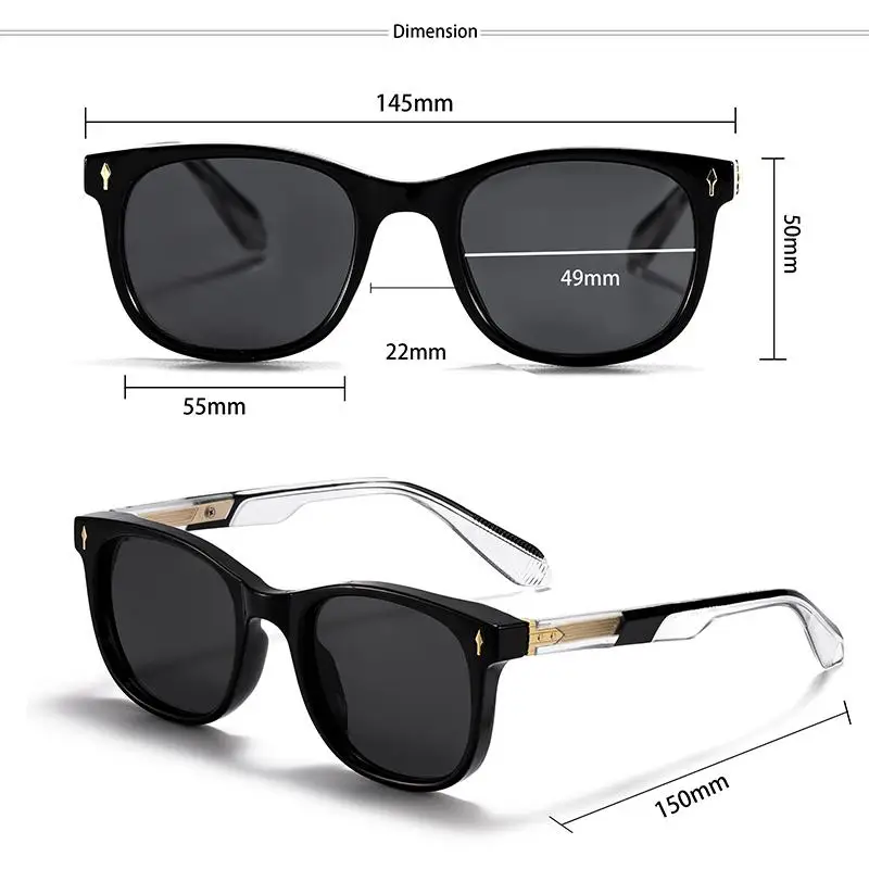 HBK Retro Herren-Sonnenbrille, klassisch, polarisiert, mit Propionsäure-Pin, quadratischem Rahmen, Damen-Outdoor-Brille, unverzichtbar, UV400 – Detail 2