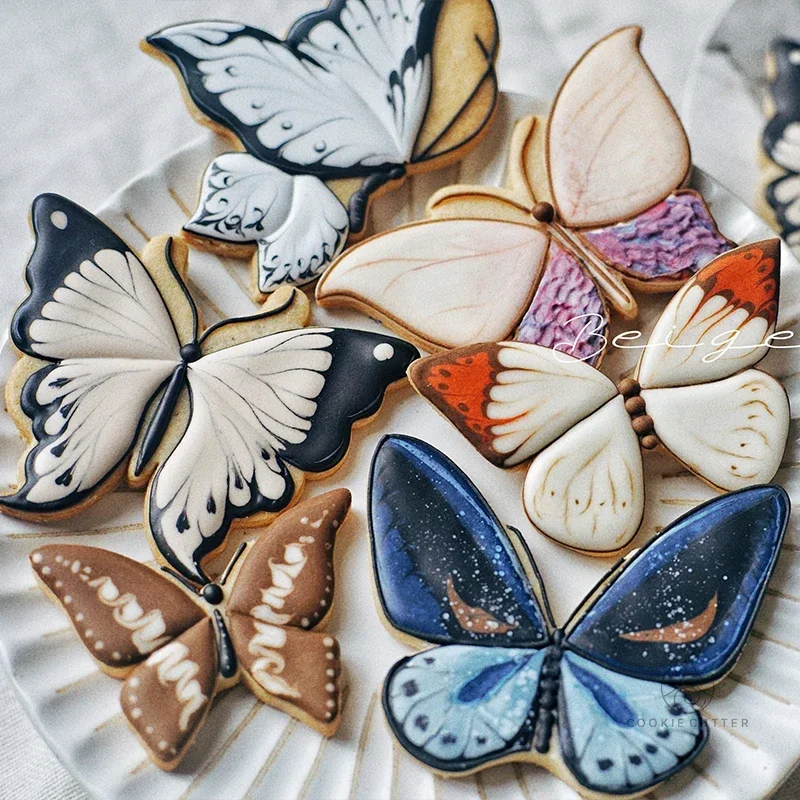 나비 비스킷 몰드 플라스틱 커팅 퐁당 베이킹 쿠키 스탬프 몰드 커터, 프레스 다이, 어린이 케이크 장식, 6 가지 유형