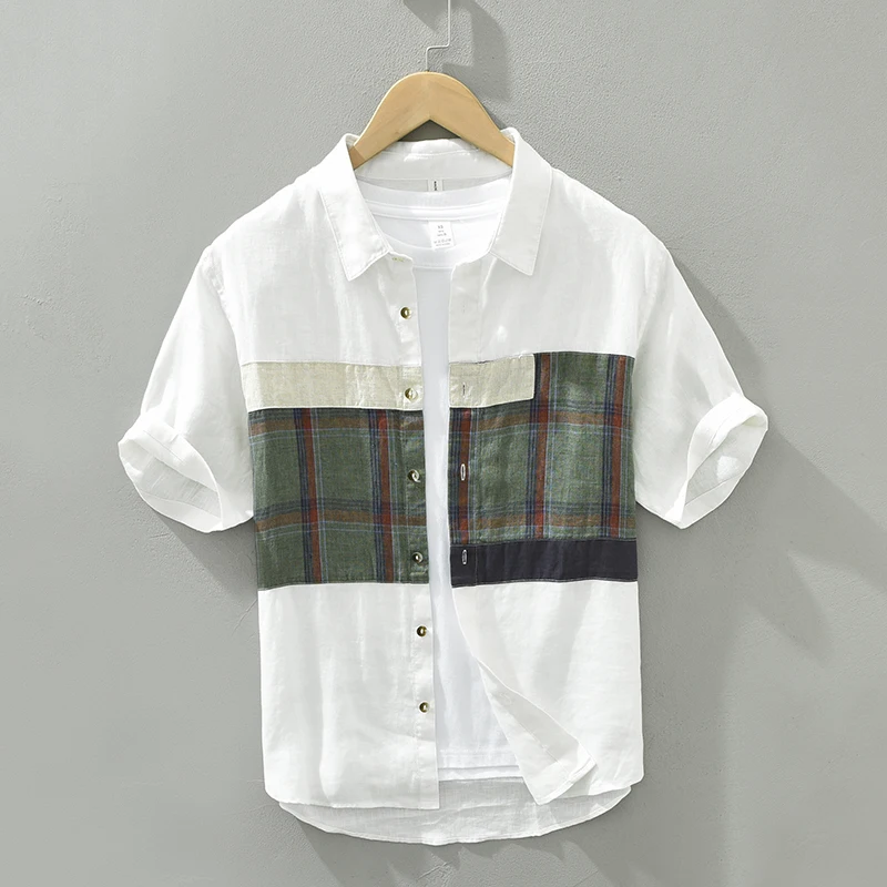 New Designer Short-sleeved Casual Printed Pure Cotton Brand Shirts For Men Fashion Comfortable Tops Clothing Camisa Masculina