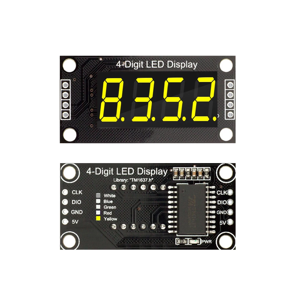 TM1637 0,36 "0,36 cala 7 segmentów cyfrowy wyświetlacz tubowy 4-cyfrowy moduł LED dla Arduino czerwony zielony niebieski żółty biały
