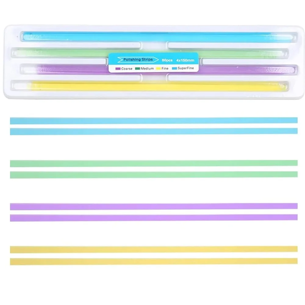 

60pcs/box Dental Polishing Strip Tooth Resin Polishing Strips Disposable Dental Restoration Grinding Materials 4mm X 150mm