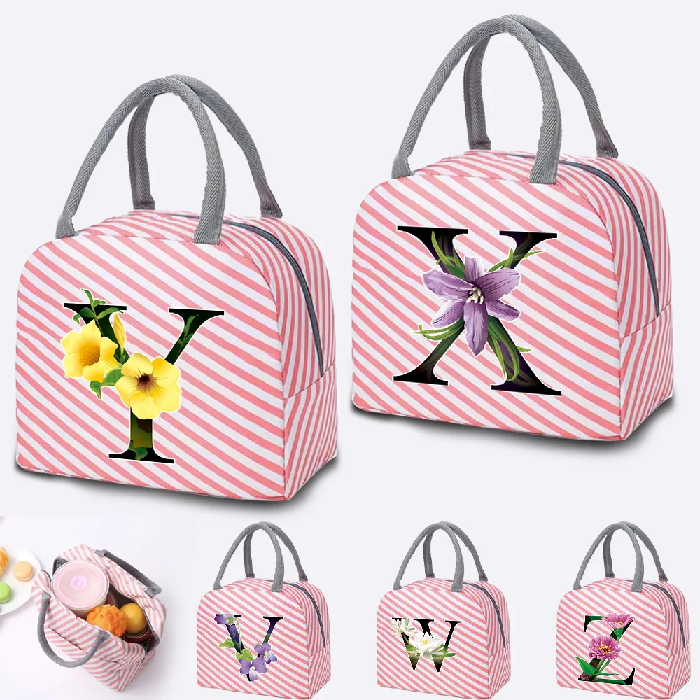 Women Insulated Lunch Bag Kids Cooler Bag Flower Color Print Thermal Bag Portable Box Ice Pack Tote Food Picnic Bags Lunch Bags