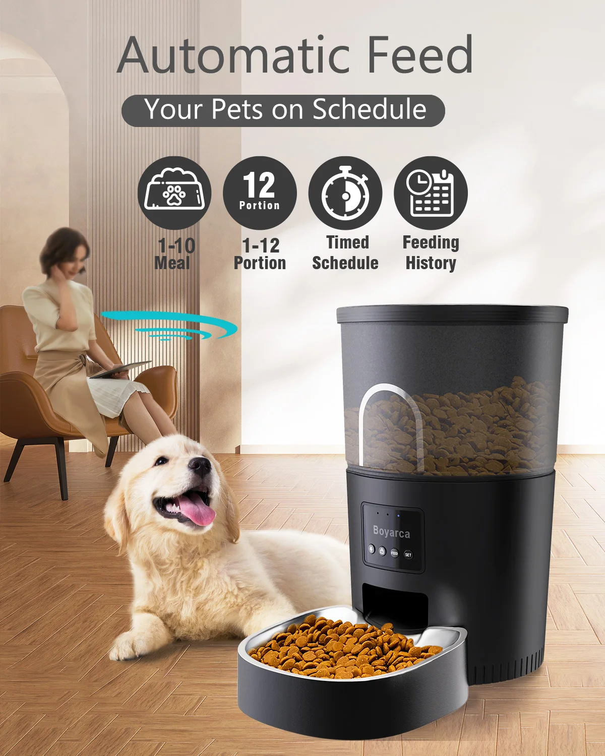 Tuya-Alimentadores automáticos inteligentes Cat, WiFi Pet Food Dispenser, distribuidor automático, 3L Container, chamada de refeição, voz, Google Feeding Record