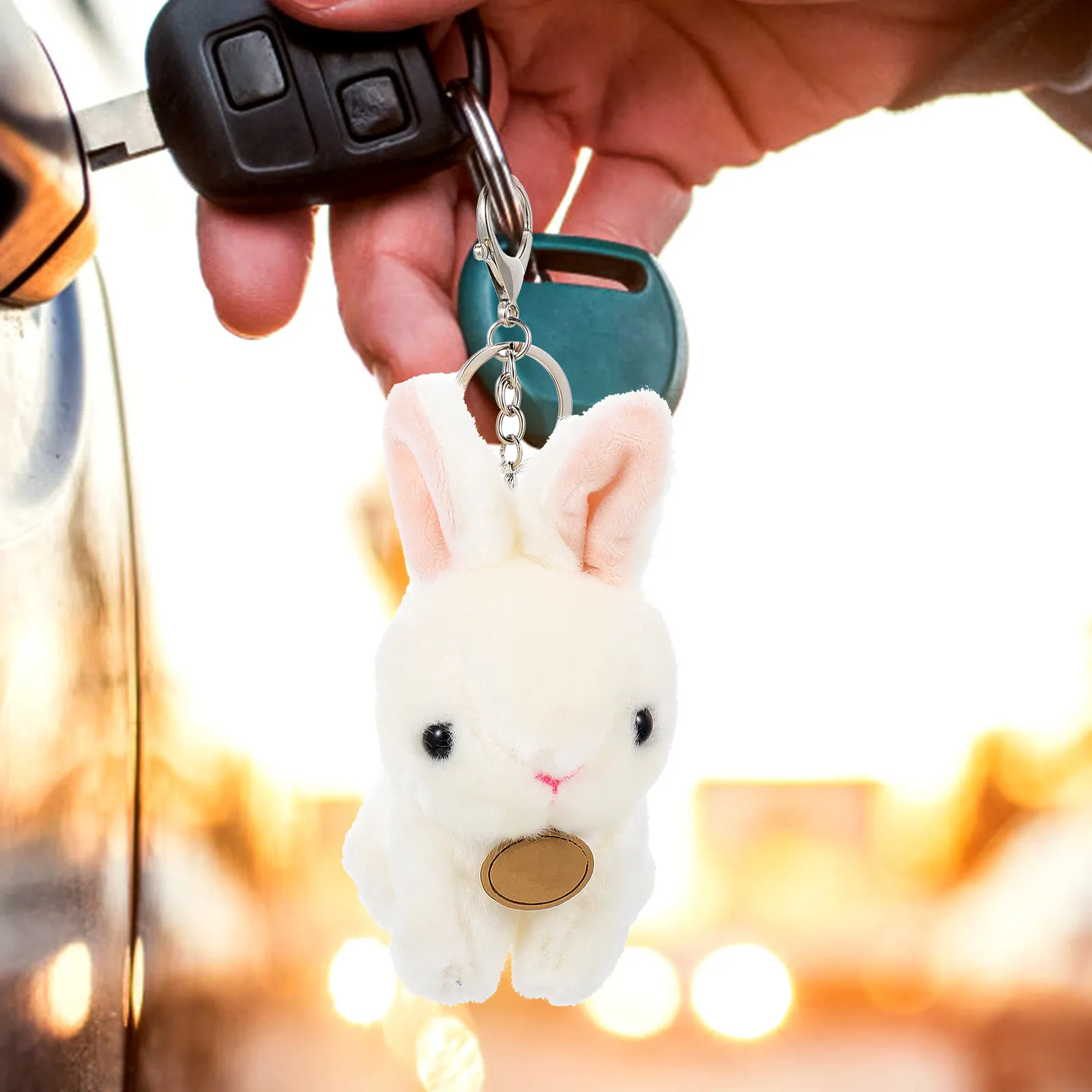 

Creative Bunny Key Chain Portable Stuffed Rabbit Pendant Lovely Cartoon Bag Pendant for Students Women Girls Backpacks Crossbody
