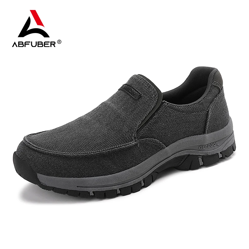 Outdoor Men Sneakers Autumn Slip On Casual Men Shoes Hiking Breathable Canvas Shoe Antiskid Walking Shoe Footwear