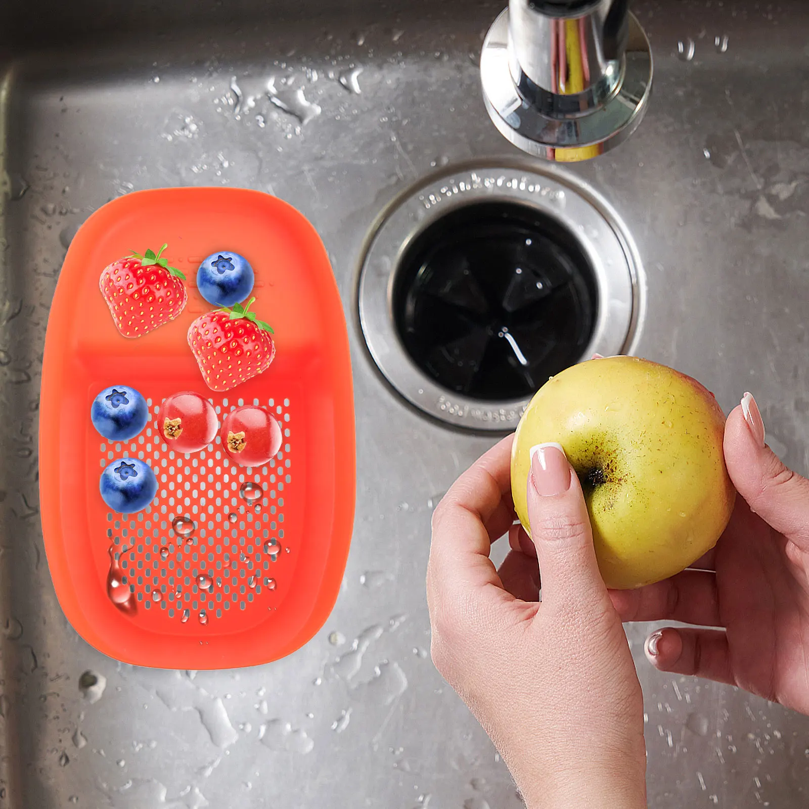 

1pc Plastic Sink Basket Kitchen Sponge Holder Strainer Kitchen Sink Rack Bowl Drain Rack for Fruits Vegetable Storage