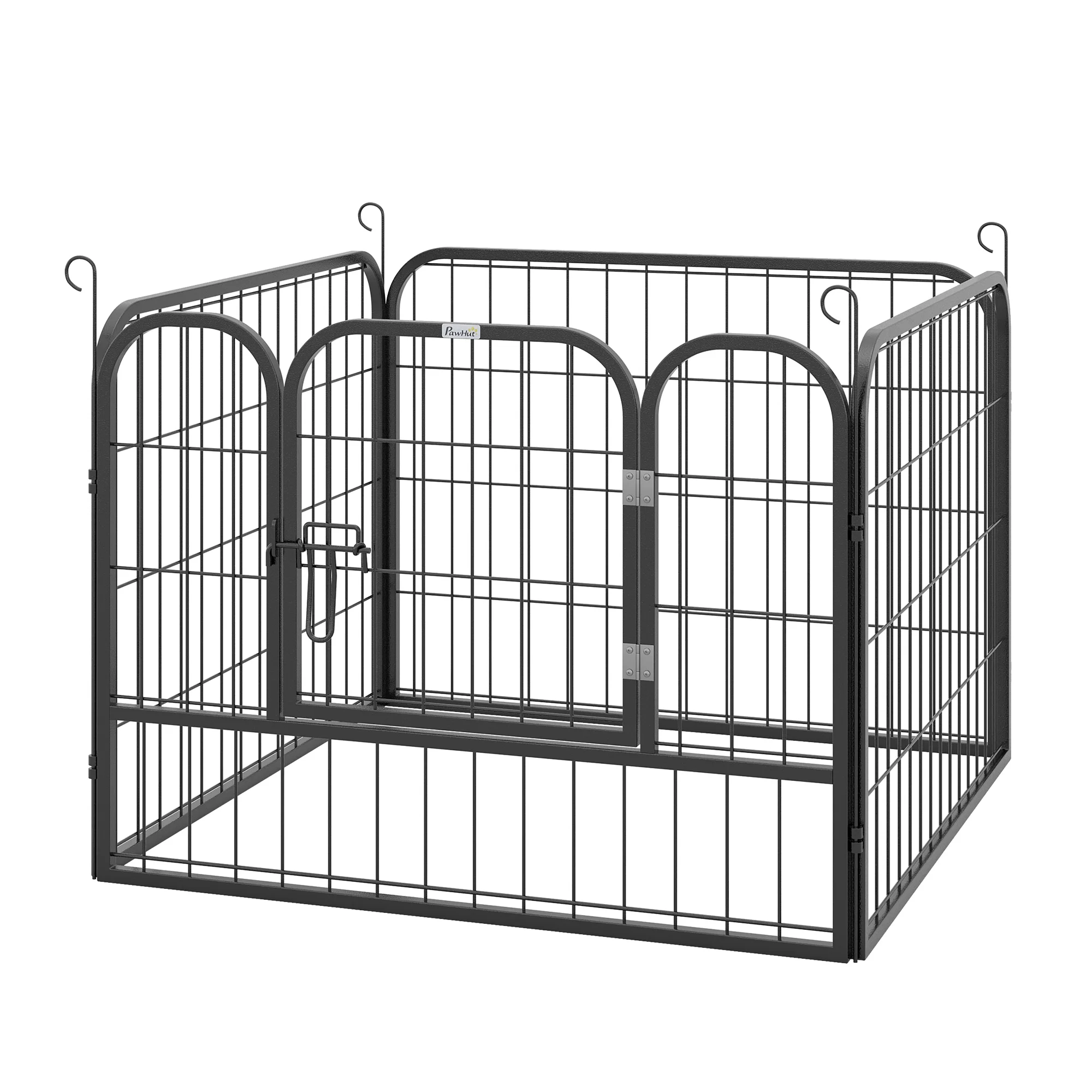 PawHut Dog Park 4 panels folding 82x82x60 cm with door latch