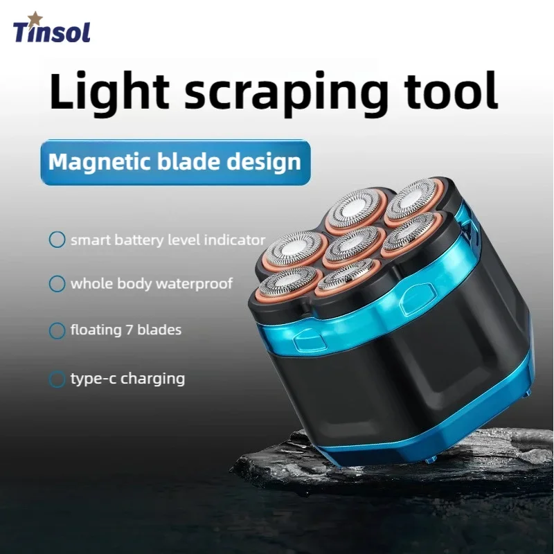 

Tinsol Men's Electric Shaver 7D Floating Head Magnetic Digital Display Razor Rechargeable LED Waterproof Hairdresser