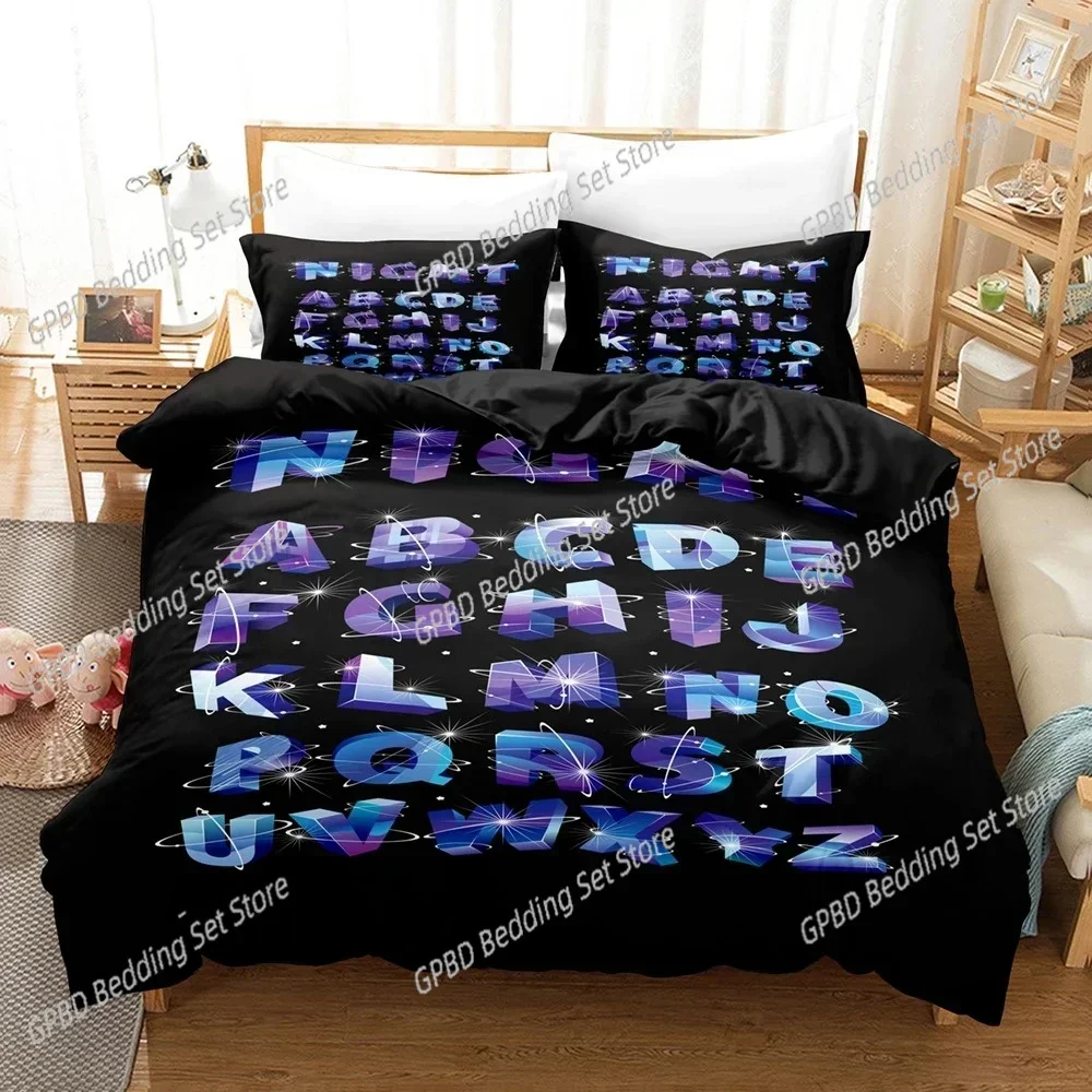 

Luxury New Alphabet Lore Bedding Set Single Twin Double Queen King Cal King Size Bed Linen Set
