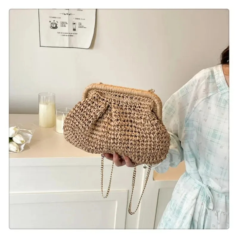 

Fabric Hollow Out Solid Color Shoulder Bags Summer New Vacation 2025 Hot Sale Women's Bags Commuting Versatile Crossbody Bags