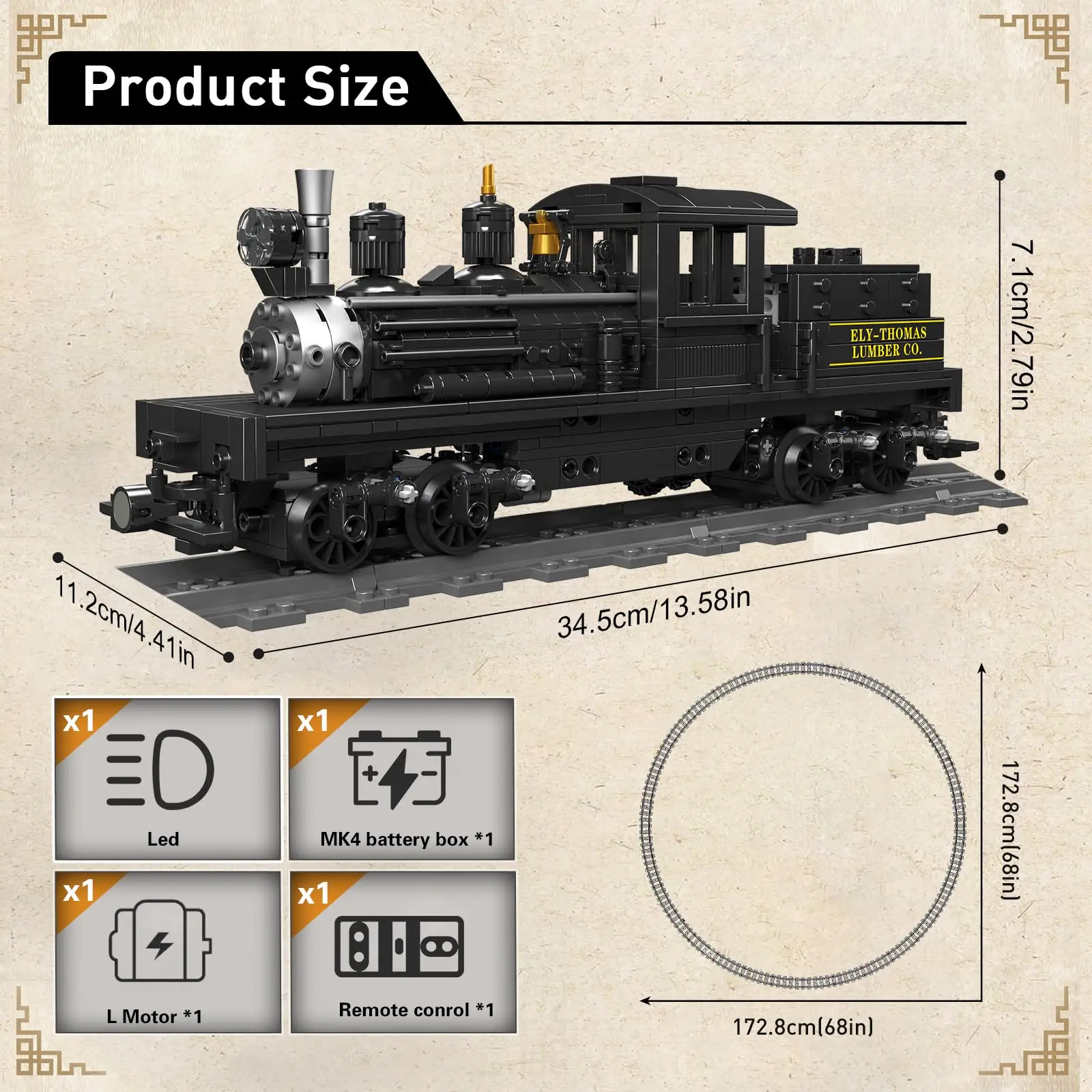 Mould King 880 PCS Shay Steam Locomotive with LED & APP Control, Train Building Blocks Set with Tracks for Adult Collectors