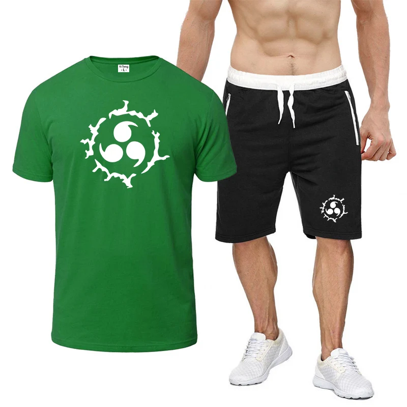 Men's Sharingan Uchiha Sasuke Itachi Logo Print 2026 NARUTO Summer Lightweight Quick-dry Fitness T-shirt Short Pants Suits