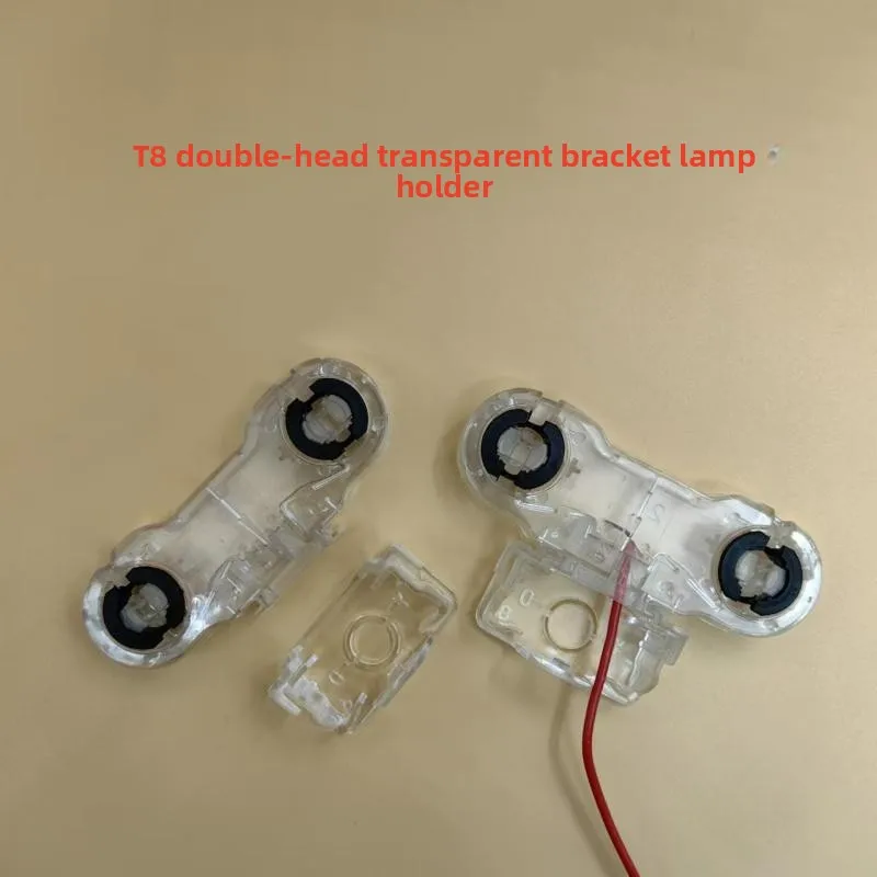 10PCS T8 Double-ended Transparent Lamp Holder DIY Double-ended Lamp Holder with Wire Aircraft Headlamp Foot Accessories