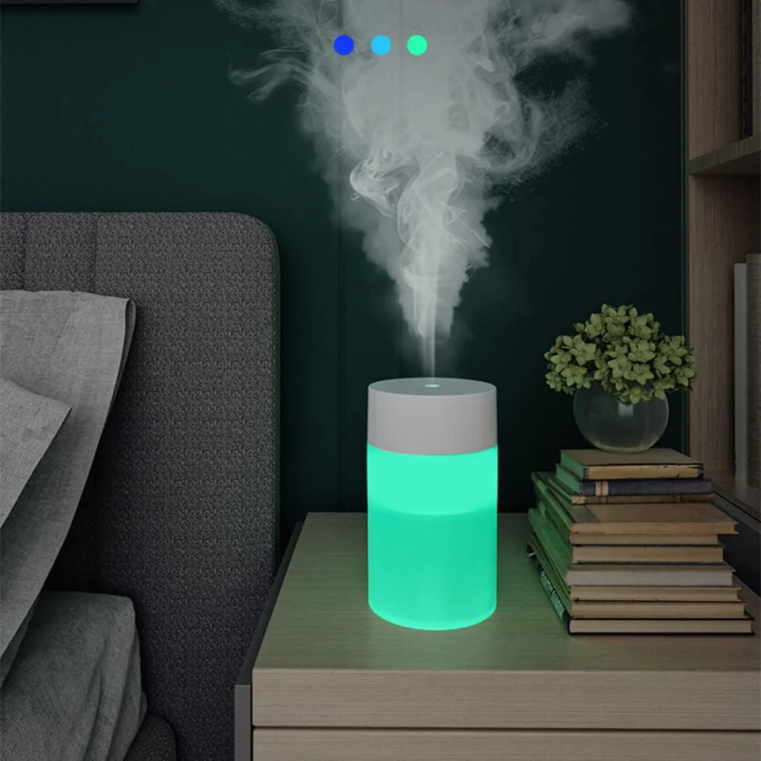 Mini Humidifier, USB Power Supply, Suitable for Study Room, Bedroom, Baby Room, Office, Car, With 7 Color LED, Air Humidifier, C