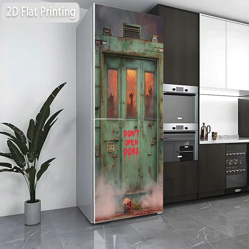 Refrigerator Sticker [60X180 Cm] Refrigerator Dishwasher Sticker Never Open The Door Horror Behind The Door Do Not Open The Co