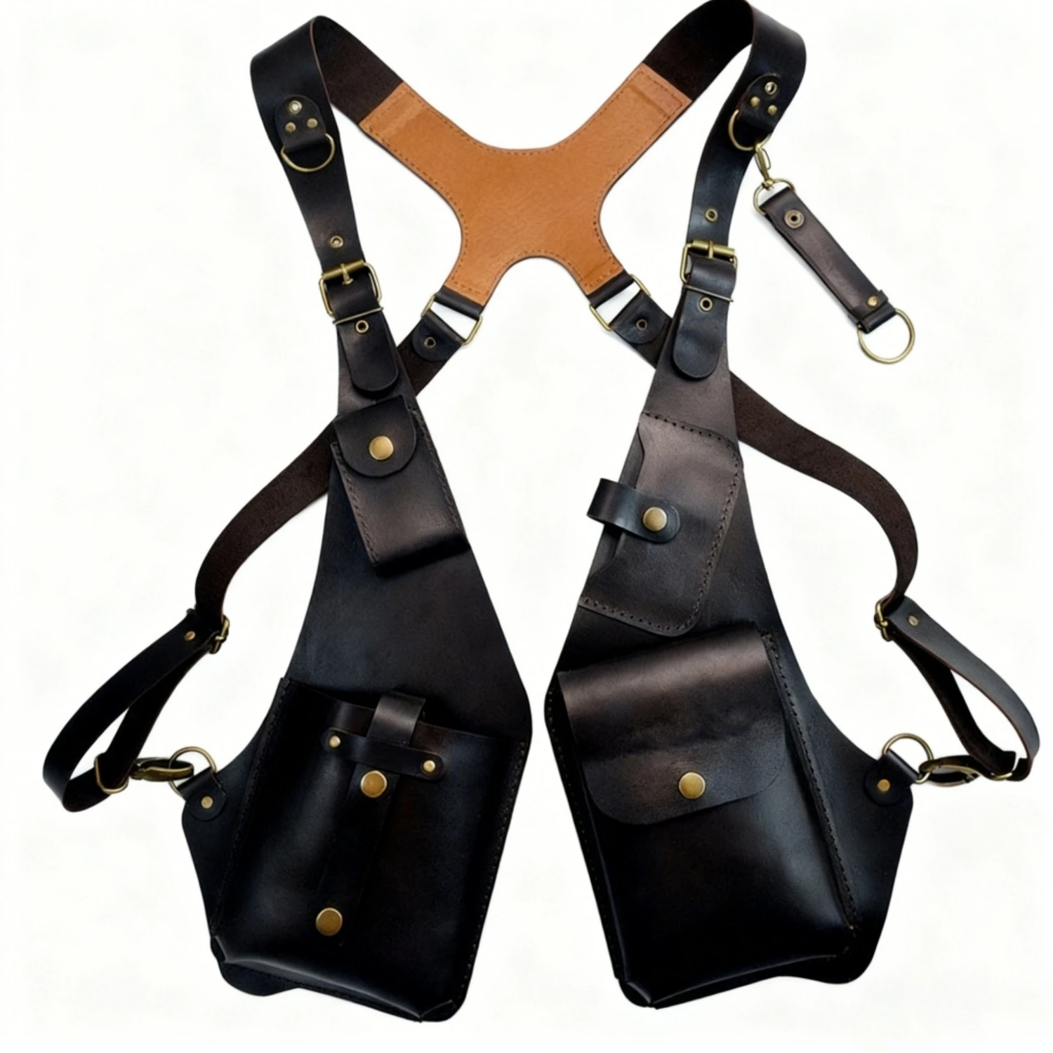 

Men's Retro Multifunction Medieval Leather Steampunk Strap Underarm Satchel Unisex Belt Bag Halloween Accessories Retro Adjustab