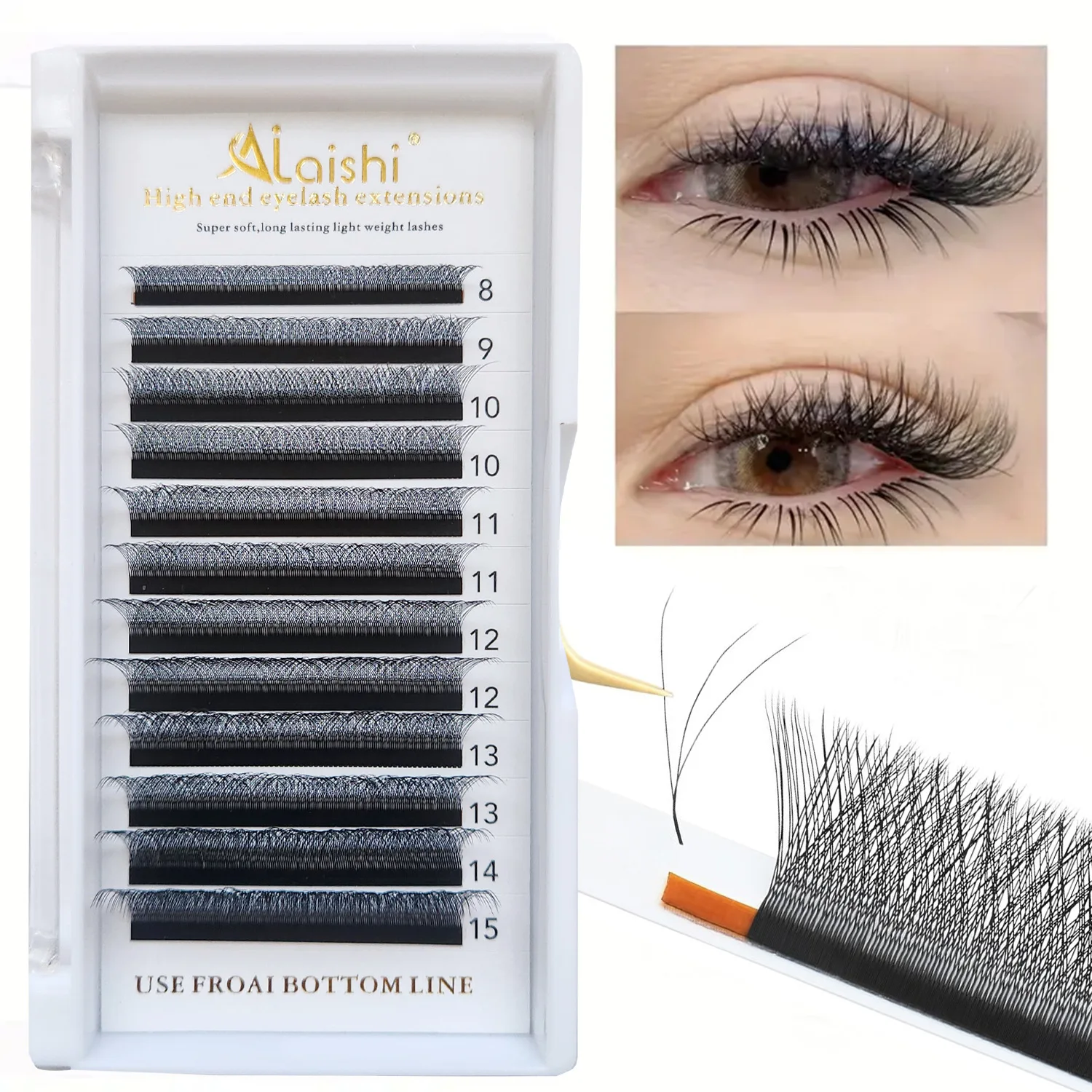 Clover Cluster False Eyelashes Mixed 8-15mm C/D Curl 0.05mm YY Shaped Lashes Black Segmented Eyelashes For Beginner Friendly